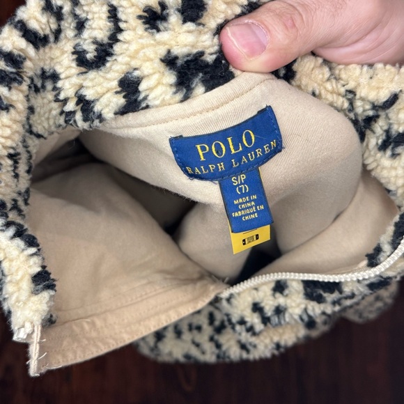 Polo By Ralph Lauren Cheetah Print Sherpa Fleece 1/2 Zip - Girls Size 7 - EUC - Picture 4 of 5